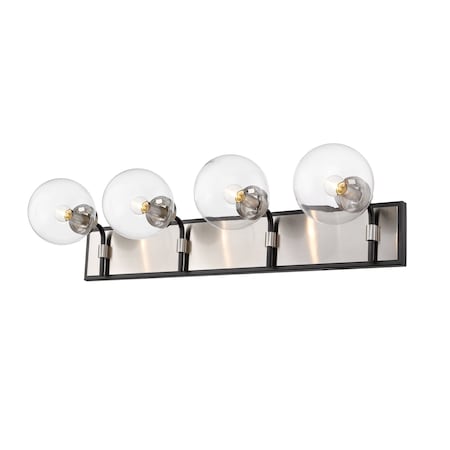 Z-Lite Parsons 4 Light Vanity, Matte Black & Clear 477-4V-MB-BN